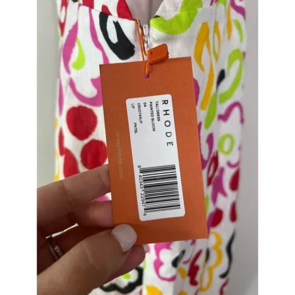 NWT Rhode Tali Lip Painted Bloom Crisscross Halter Mini Dress Multi Color Size 4
